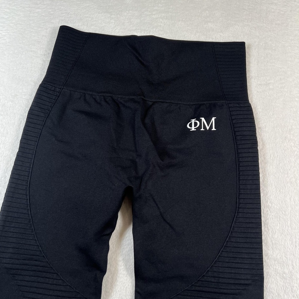 Phi Mu Leggings Womens Medium Black High Rise Ankle Seamless Greek Letters